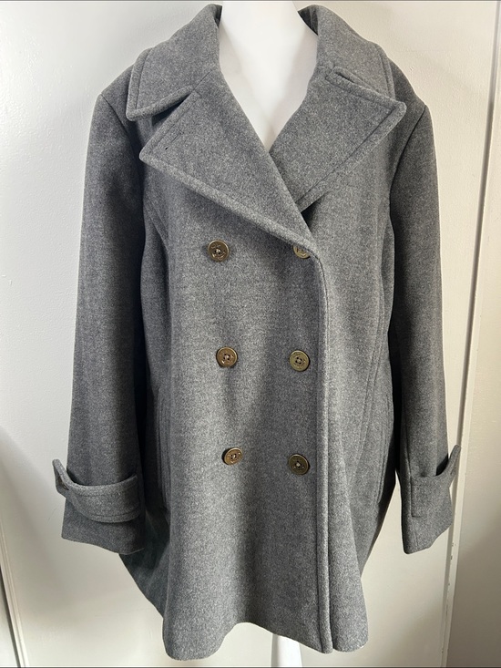 Lands' End Jackets & Blazers - Lands' End Gray Double-Breasted Wool-Blend Peacoat